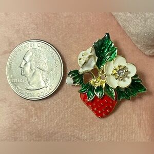 Strawberry and Flower Brooch